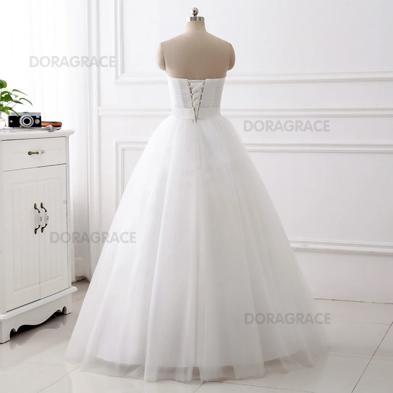 Doragrace vestidos de novia в наличии возлюбленная безрукий Тюль свадебное платье невесты