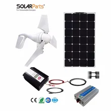 Boguang 1x 400W Wind Turbine+100W Solar Hybrid solar system DIY kit solar panel home house module mobile dc 12v/24v off grid tie