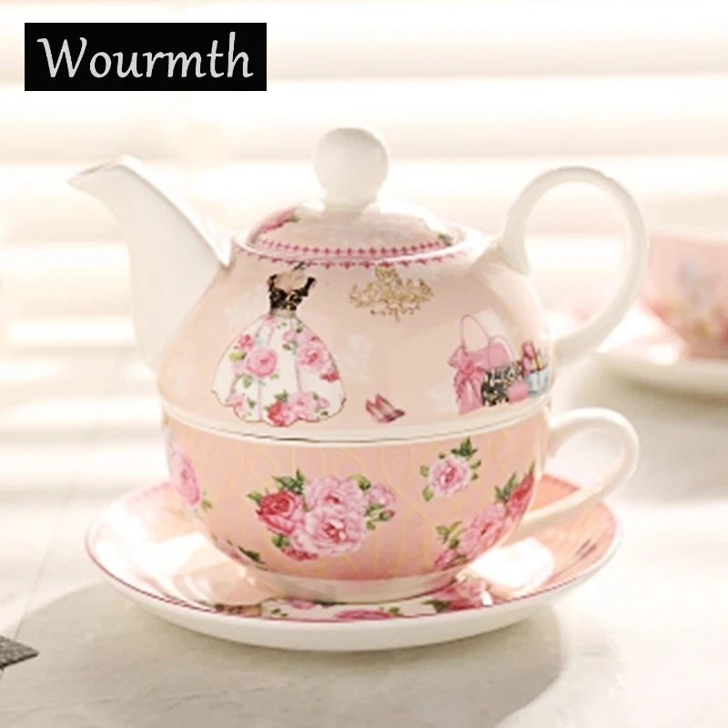 Wourmth Европейский чайный набор керамический портативный один чайник и одна чашка китайский чайный набор кунг-фу с фильтром офисная Личная чайная чашка