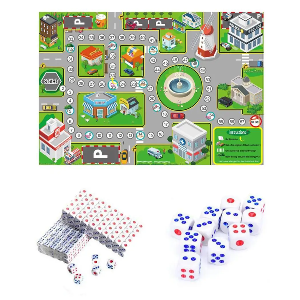 

Kids City Traffic Road Playmat Road Map Game Mat with Dice Interactive Toy