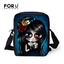 Cool Laldies Small Cartoon Messenger Bag,Women Cute Skull Printed Crossbody Bags,Girl Flower Design Mini Casual Shoulder Bag
