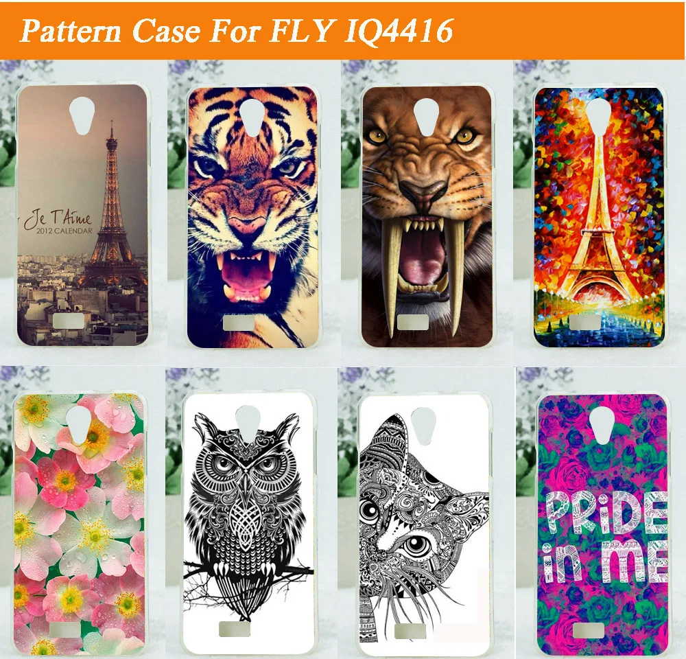 

2015 new arrival Diy painted flowers animals eiffel tower design Case for Fly IQ4416 iq 4416 Era Life 5 Free Shipping