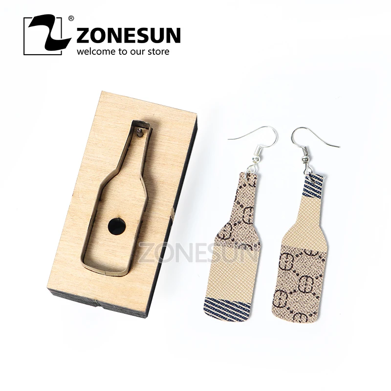 

ZONESUN Custom Beer Bottle Leather Earring Paper Cutting Die Tool For Die Cutting Machine DIY Punching Clicker Steel Rule Die