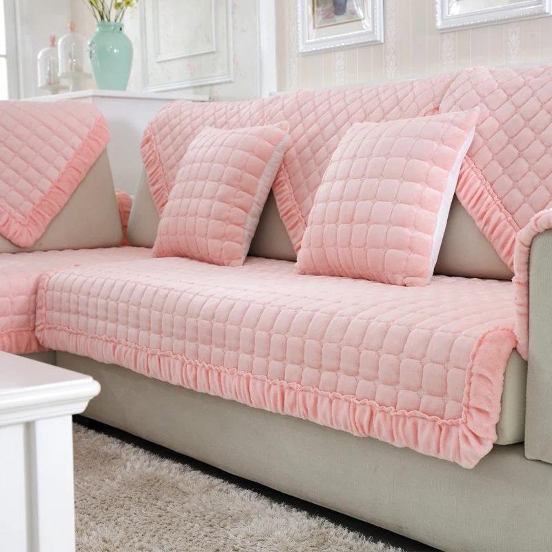 Thicking Plush Sofa Cover for Winter Warm Flannel Sofa