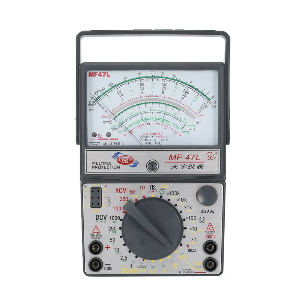 

MF-47L Analog Multimeter DC/AC Voltage Current Meter Infrared Detection Handheld hFE Tester Multitester Buzzer Alarm