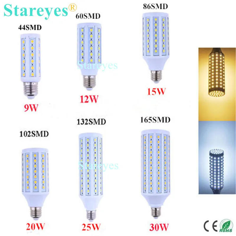 Бесплатная Доставка 1 шт. E27 E14 B22 9 Вт 12 15 20 25 30 SMD 5050 42 60 86 102 132 165 Светодиодный