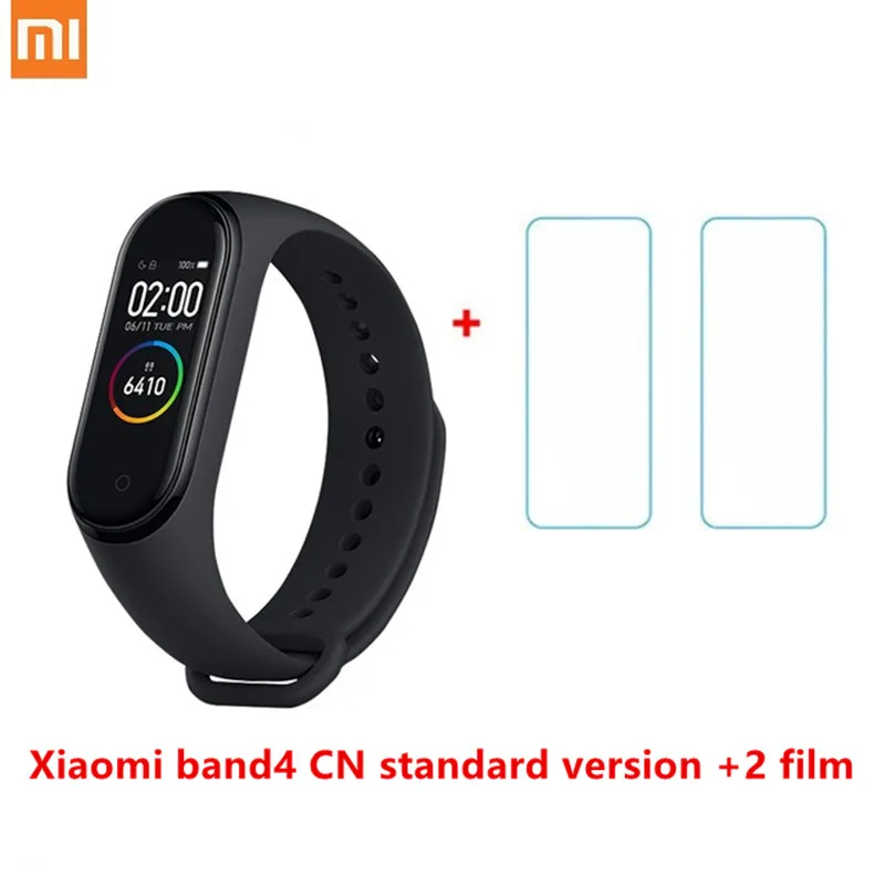 Xiaomi Mi band 4 smart AI фитнес-трекер для измерения сердечного ритма 50 м водонепроницаемый сенсорный цветной экран Bluetooth 5,0 браслет - Цвет: 4 n 2 films