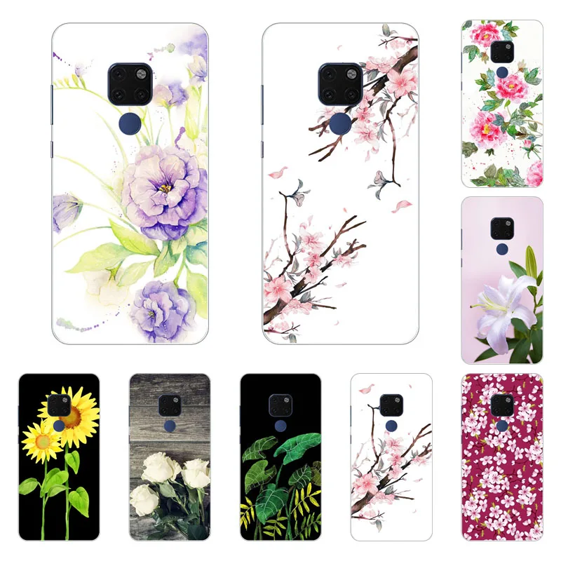 huawei mate 20x Case Silicon Colorful flower Painting Soft TPU Back Cover for Phone protect cases shell |