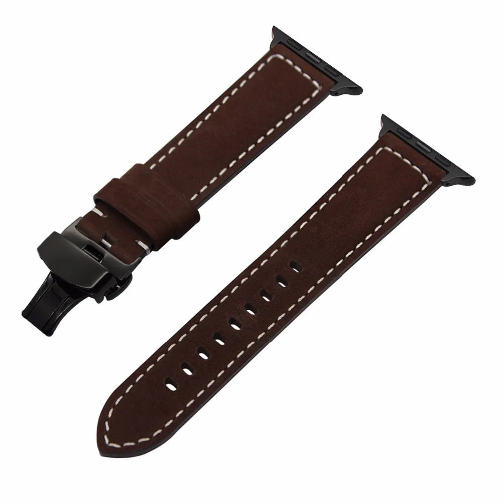 Italy Genuine Calf Leather Watchband for 38mm 40mm 42mm 44mm iWatch Apple Watch Series 1 2 3 4 Vintage Strap Wrist Band Brown