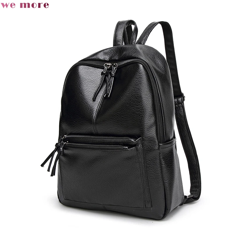 WE MORE Women Backpack Leather Backpacks Softback Bags Brand Name Bag