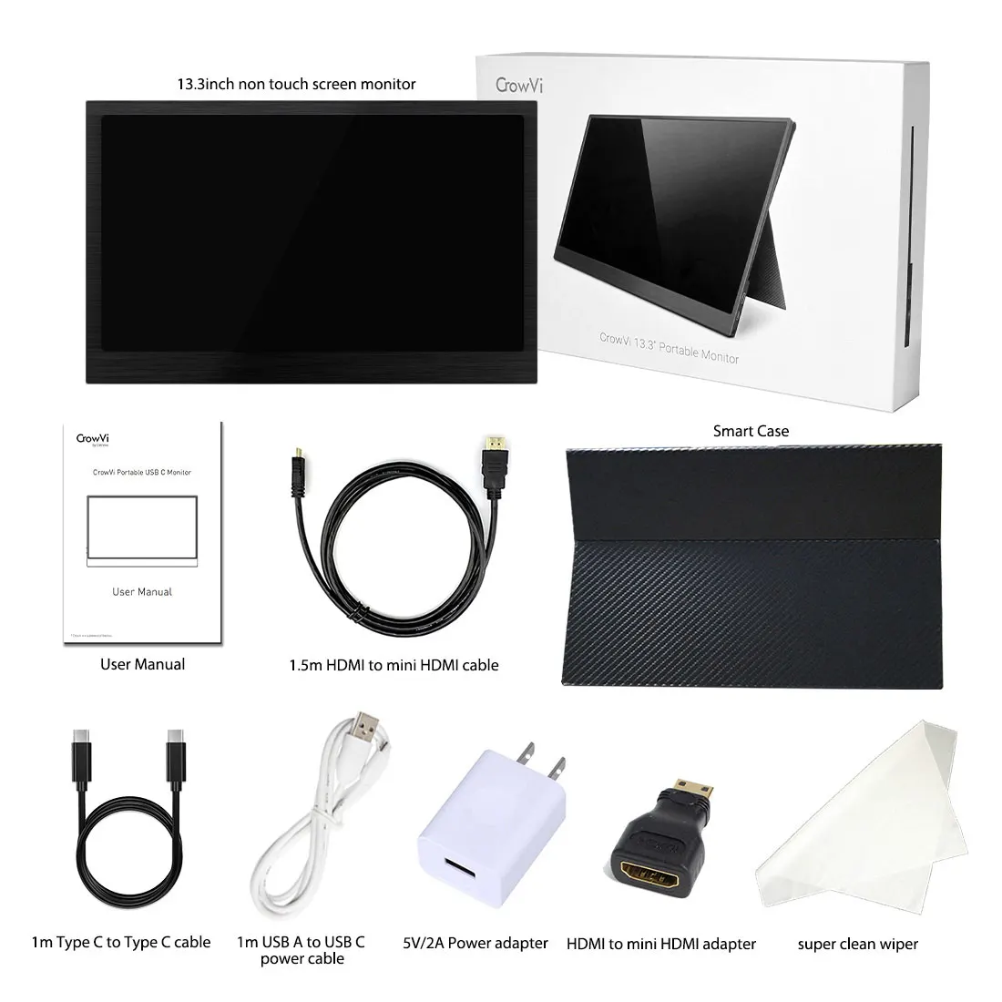 Электронный ЖК-дисплей 13,3 дюймов, портативный USB-C-монитор, не сенсорный экран 1920*1080 P, HDMI-type C, дизайнерский экран для Raspberry Pi