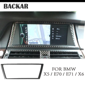 

BACKAR 1pcs Styling Navigation Panel Interior Stickers Decorated Cover For BMW E70 E71 X5 X6 2008-2013 M Performance Accessories