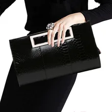 Crocodile Clutch Purse Luxury Party Evening Bag Patent Leather Bride Wedding Shoulder Bag for Women Chain Messenger Bag Clutches elegant women s clutch bag with patent leather and crocodile print design