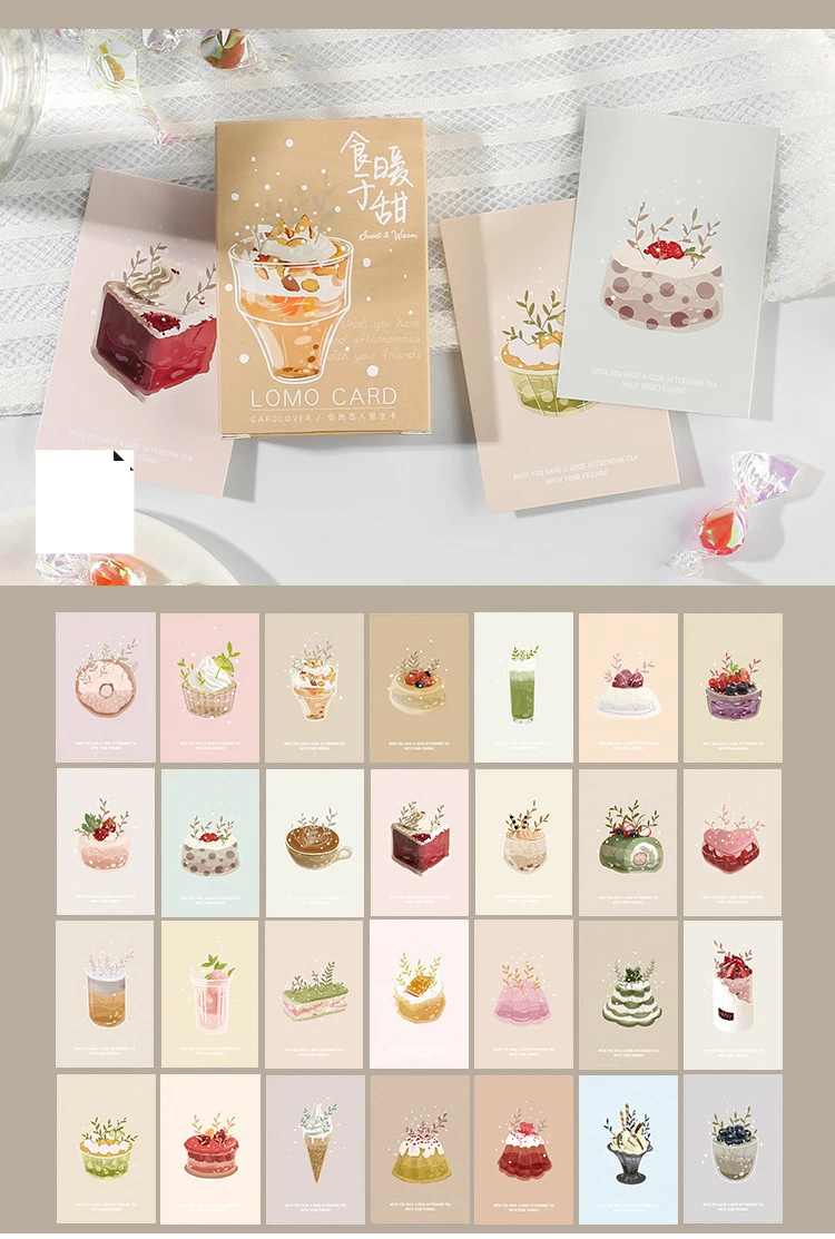 

multi-use 5.2*8cm 54pcs Mini Card Afternoon tea cake print DIY Scrapbooking card party invitation cards gift message card