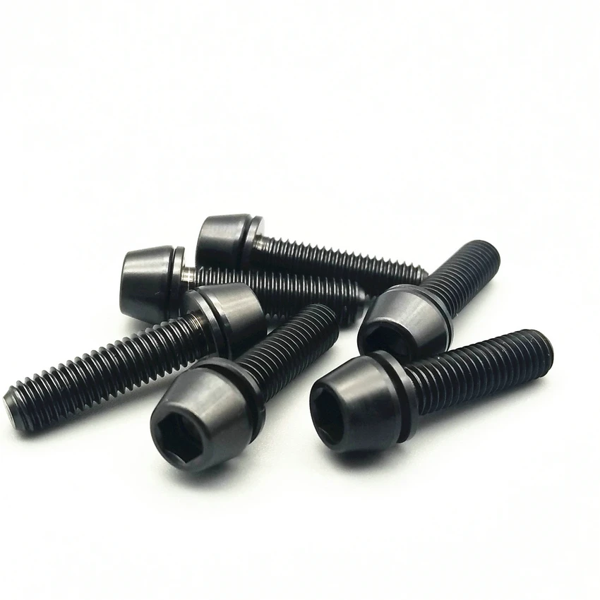 

Titanium Bolt M5 x16/18/20mmbolts w/ Washer Gold Multiple and Ti color Hexagon Cone Headed titanium screws Ti fastener TC4 6PCS