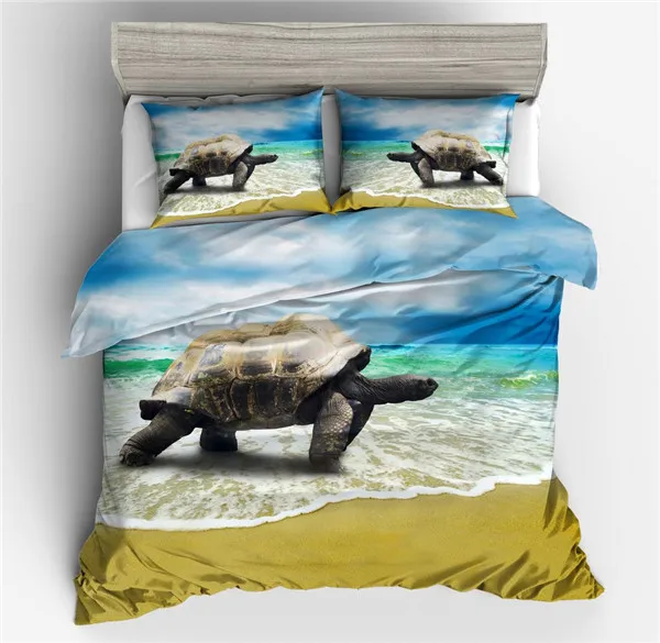 3/4pcs Tortoise bedding sets 3D Digital Print Turtle coral