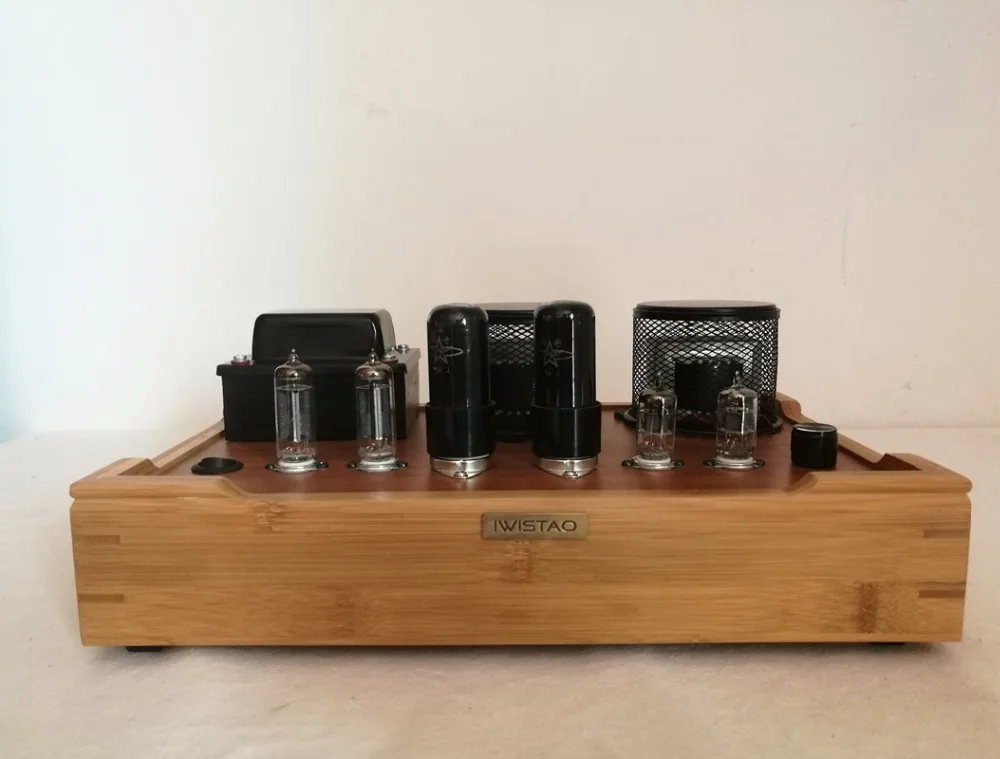 

IWISTAO Single-ended Tube Amplifier Class A 2X4.8W 6J1 Drive 6P6P Retro-style Bamboo-wood Casing Scaffolding Soldering