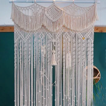 

Idyllic decorative double tassel hanging curtain tapestry hand-woven partition curtain90cmx200cm