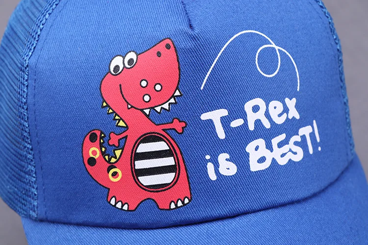 Брендовая милая детская бейсбольная кепка с динозавром, хлопковая сетчатая Кепка для мальчиков и девочек, летняя Детская кепка с изображением животных из мультфильма, голубая Кепка для детей 2-10 лет