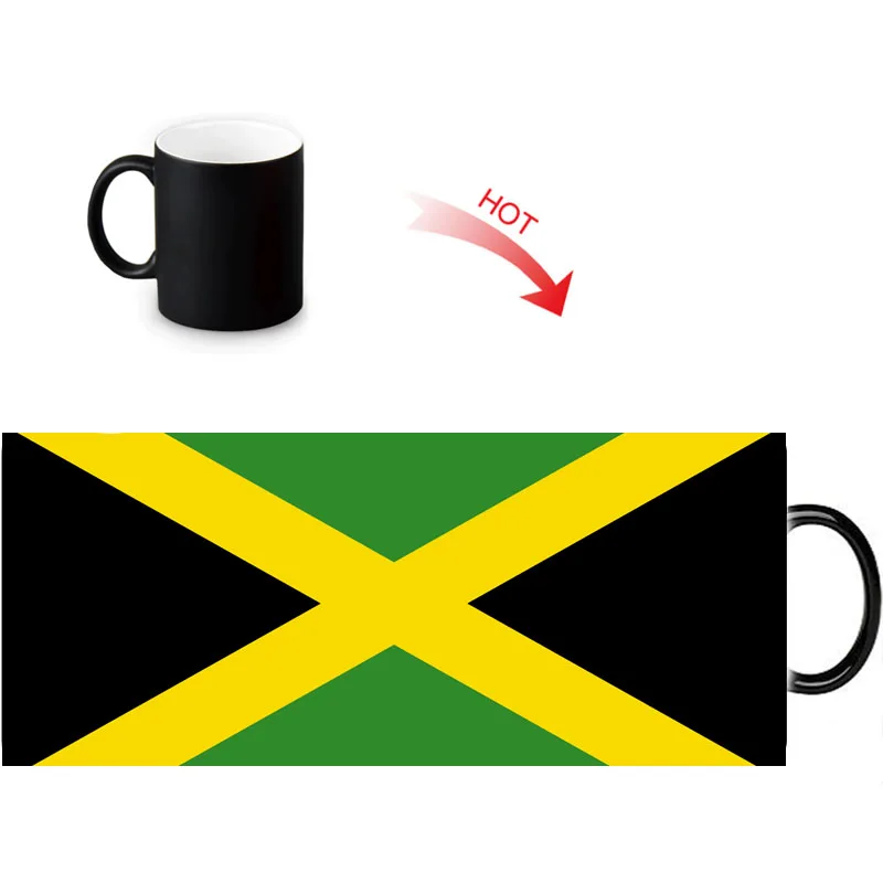 jamaica flag printed color changing mugs home porcelain tea milk cup