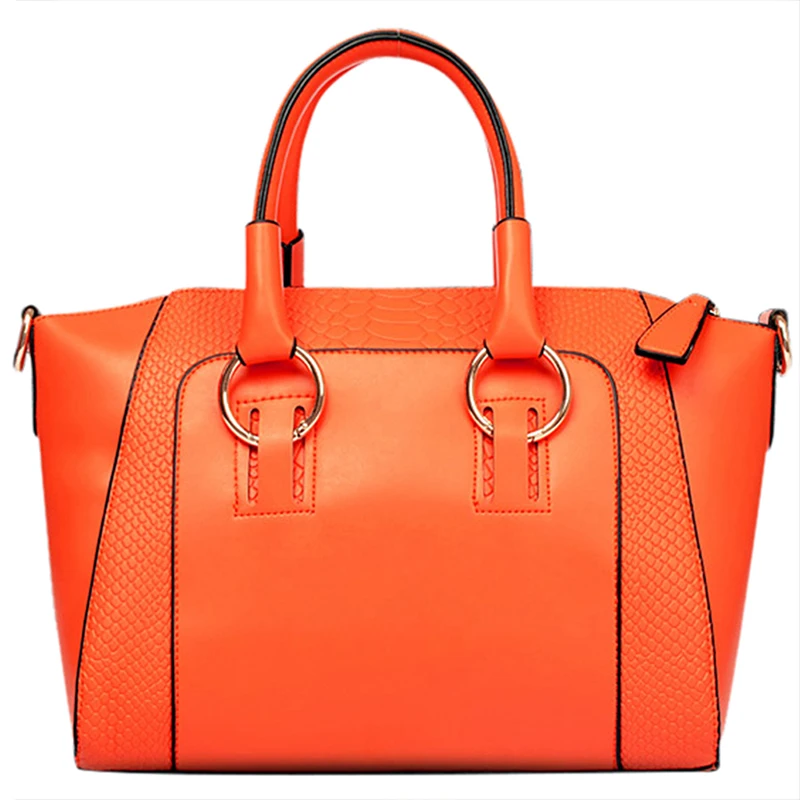 

Women's Shoulder Bag in imitation leather Satchel Cross Body Tote Bag (Orange)
