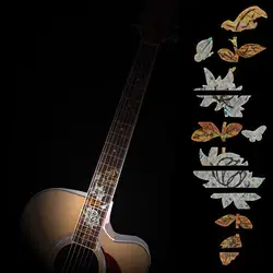 Гитары бас инкрустация наклеек маркер грифа DIY Лада наклейка бабочки над цветком для акустической электрогитары аксессуары
