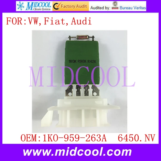 Вентилятор воздуходувки двигателя резисторный регулятор использования OE NO. 1KO-959-263A/1KO959263A, 6450.NV для VW Fiat Audi