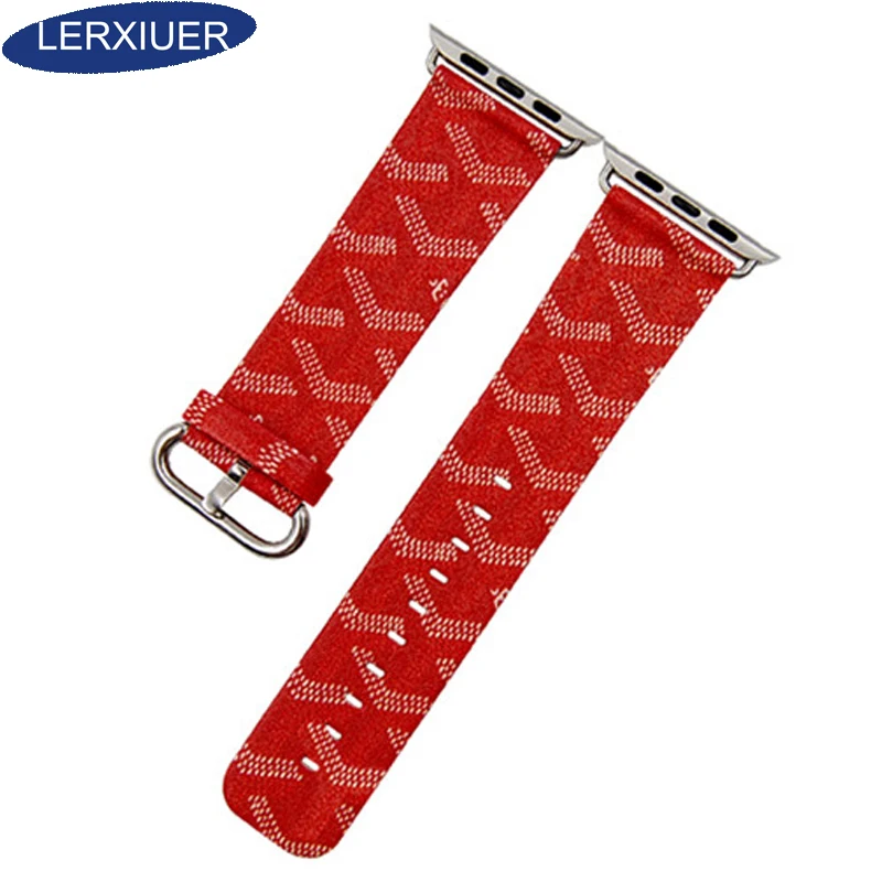 

Watchband Bracelet For Apple Watch 4 Band 44mm 40mm Iwatch band Genuine Leather printing Strap Wristband belt watch Accessories