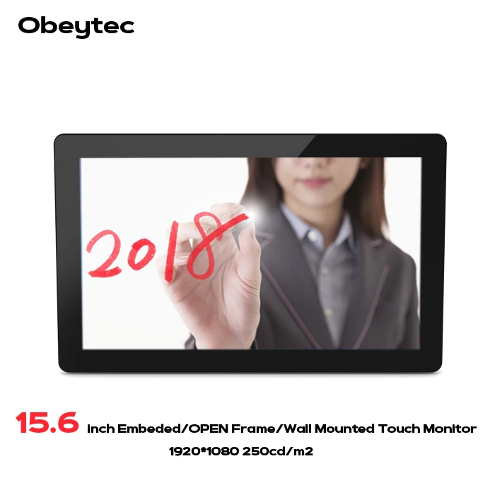 

Obeytec 15.6inch LCD Wide Metal Capacitive Open Frame Touch Monitor, PCAP touch screen, 10 Points, IP65, Vandal Proof