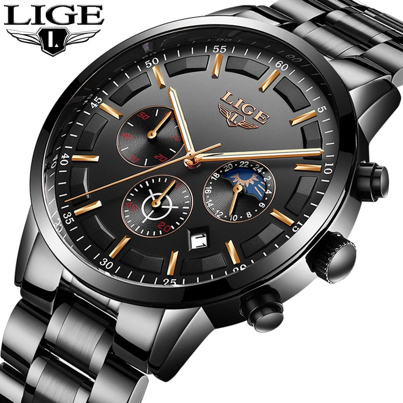 

Relojes Hombre 2018 LIGE Mens Watches Top Brand Luxury Fashion Business Quartz Watch Men Sport Full Steel Waterproof Wristwatch