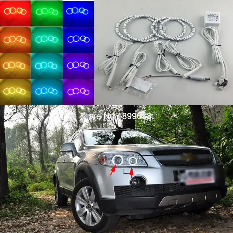 

Super bright 7 color RGB LED Angel Eyes Kit with a remote control car styling for CHEVROLET CAPTIVA S3X 2006 to 2011