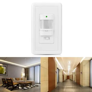 

AC 110V PIR Motion Sensor Light Switch Detector Infrared Wall Occupancy White Lamp Wall Switch Detector Auto On-Off Pad