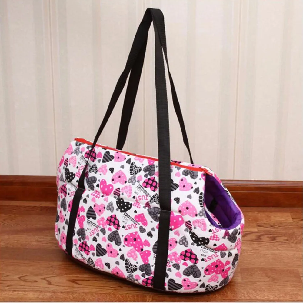 Розовая сумка-переноска для маленьких собак с принтом в виде сердца, модная сумка-переноска для собак, домашних животных, товары для домашних животных