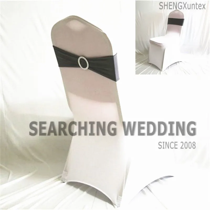 Белая лайкра спандекс стул крышка+ лайкра лента с пряжкой для украшения свадьбы