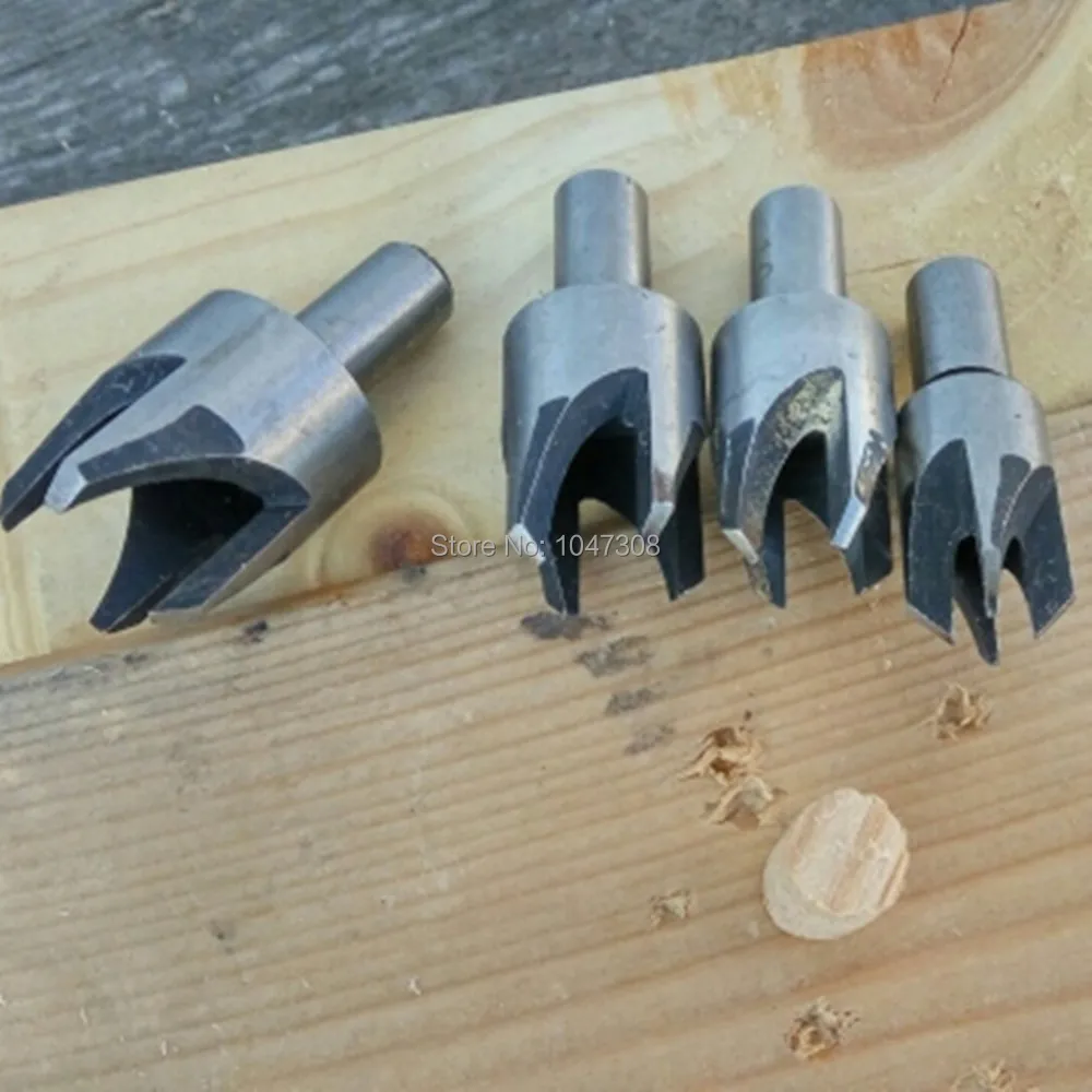 4pcs Plug Dowel Cutter Bits Wood Tapered Claw Type Drill Bit 5/8" 1/2