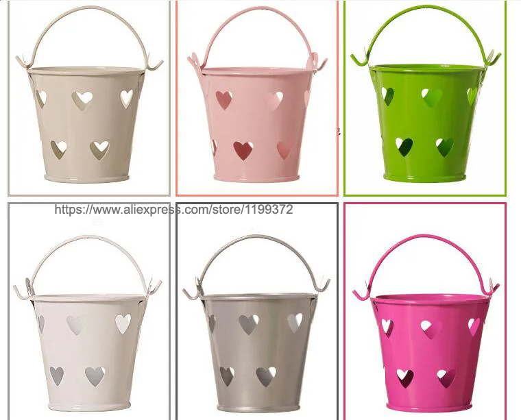 100pcs Heart Hollow Metal Wedding Party Shower Gift Mini Small Assorted Colored Tin Pails Buckets Bucket Candy Chocolate Box | Дом и сад