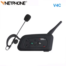 1 pz Arbitro di Calcio Citofono Auricolare Vnetphone V4C 1200 m Full Duplex Bluetooth Cuffia con FM Senza Fili di Calcio Interphone