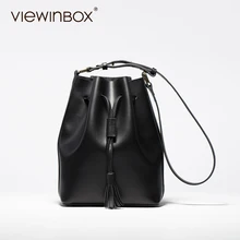 Monederos y Bolsos de Cuero Partido Viewinbox Cubo de La Borla de 2017 Mujeres de La Manera Bolso de Las Señoras Populares Del Bolso de Hombro de Crossbody