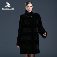 SISILIA 2016 New ladies’ rabbit fur coats,Genuine mink fur coat,Mandarin Collar,Women natural black coats of fur,Sell well