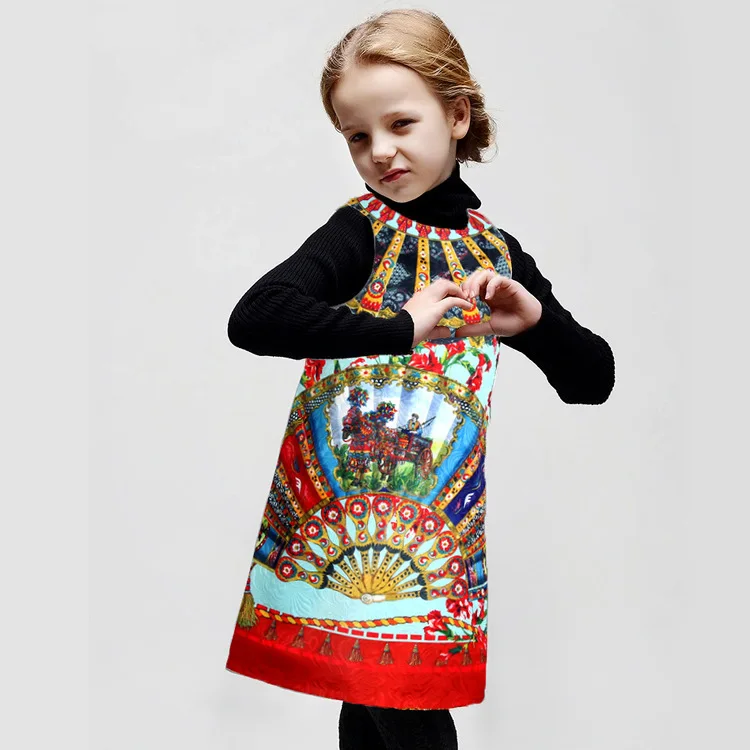 

Girls Dress 2017 Summer Dress Girl Clothes Robe Fille Enfant Floral Print Princess Dress Toddler Girl Clothing