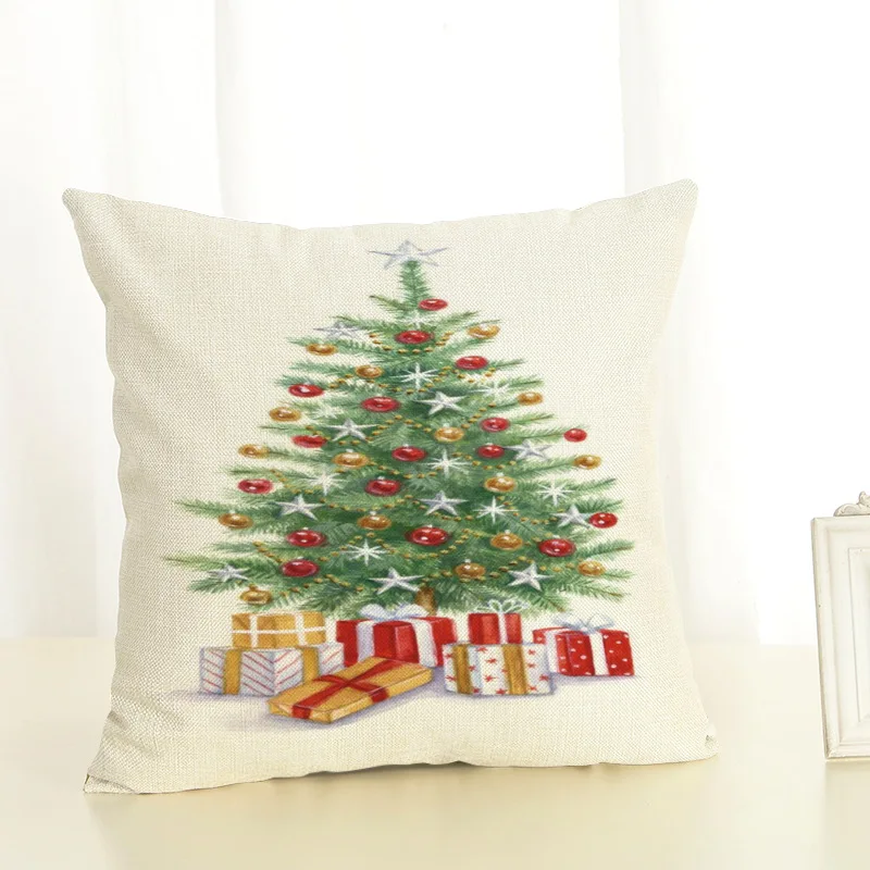 

GZTZMY45X45cm Pillow Cover Christmas Decorations for Home Sofa Merry Christmas Tree Sleigh Ball Sock Gift Boots Linen Pillowcase