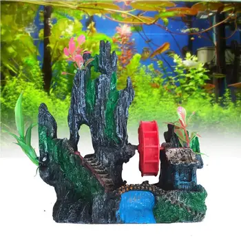 

C3 2016 Artifical Aquarium Ornament Rockery Windmill fish tank Underwater Decor resin craft rockery landscaping office Home PJW