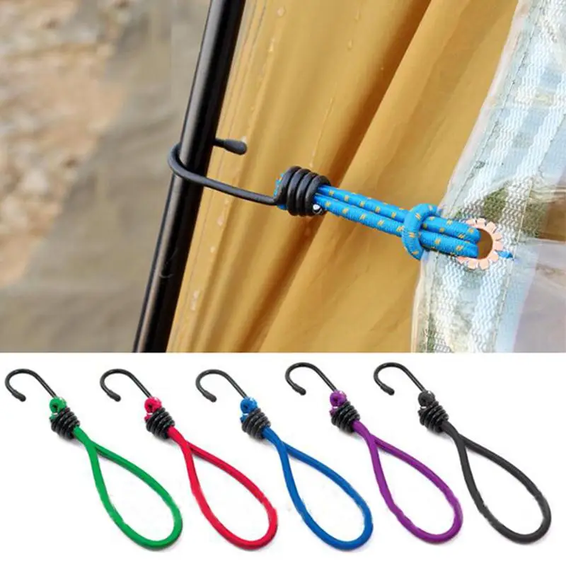 Forfar 5PCS Outdoor Camping Elastic Rope Buckle Tent Hook Cord Fastener