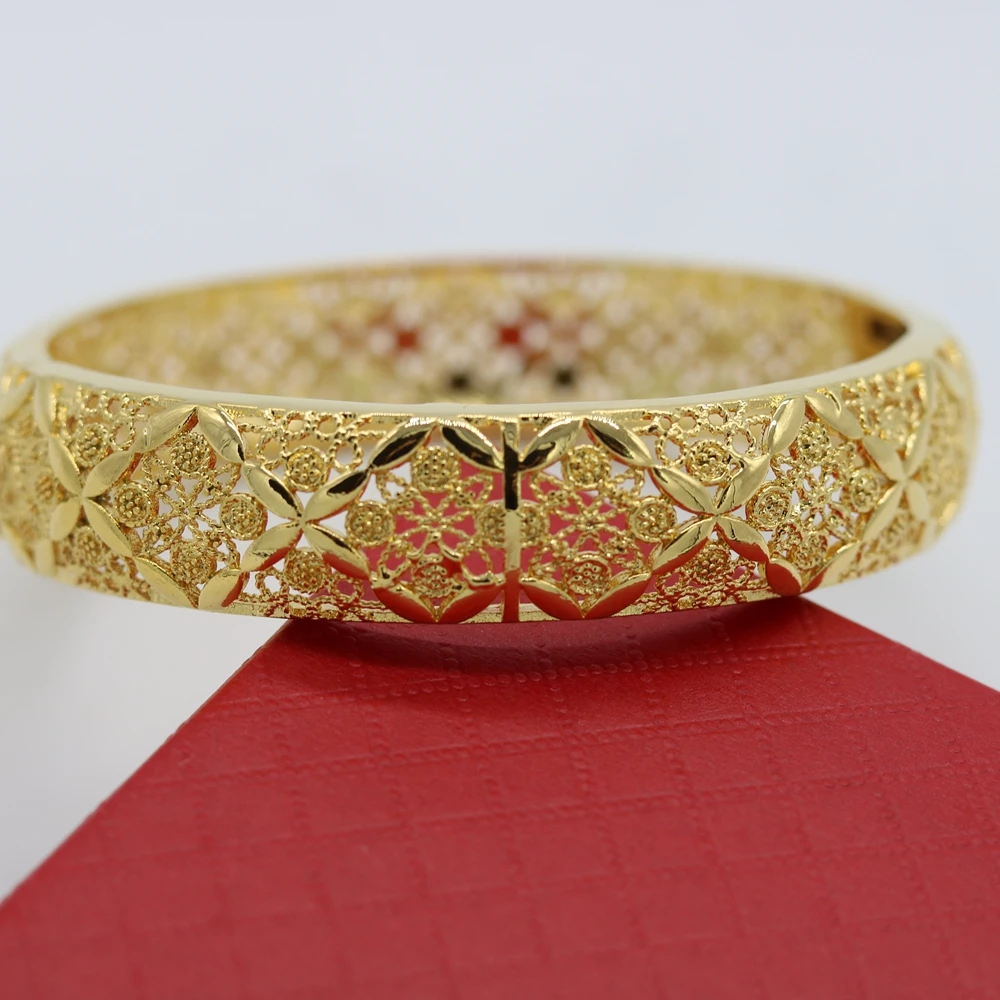 Женский браслет толстый с желтым золотом|women bangles|bracelet yellowthick bangle |
