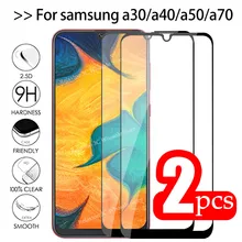 2 pçs/lote Completo Cola Samsun A50 Vidro No Para Samsung Galaxy A70 A40 A30 A50 Galax Vidro De Proteção UM 50 30 40 70 50A 70A Filme