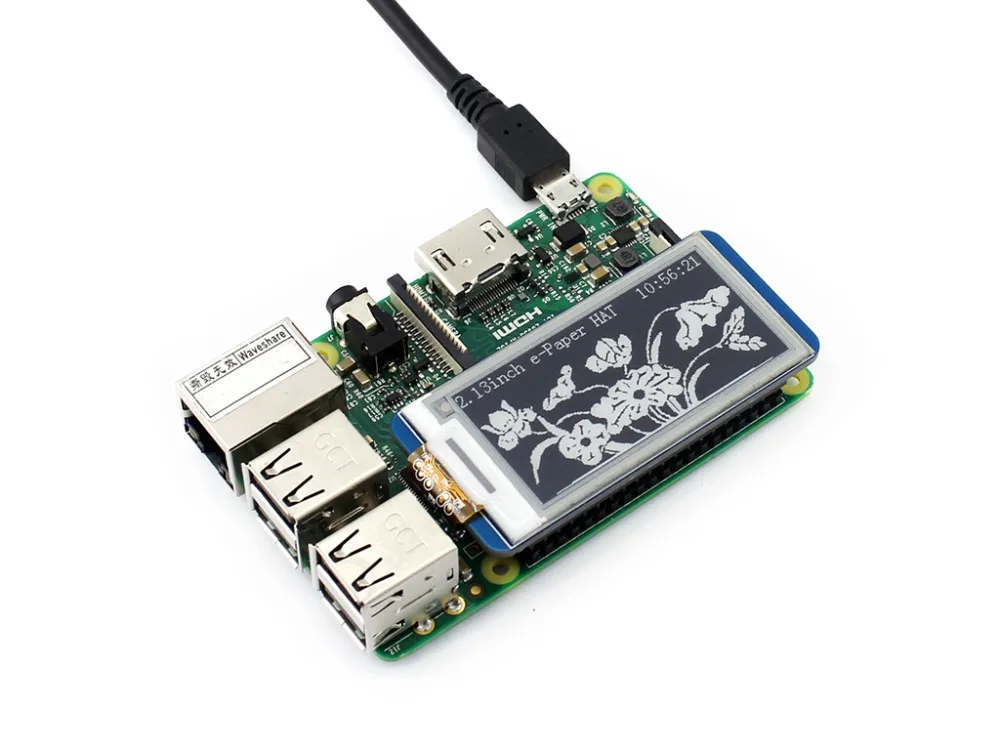 250x122, 2.13inch E-Ink display HAT for Raspberry Pi, supports partial refresh 250x122, 2.13inch E-Ink display HAT for Raspberry Pi, supports partial refresh