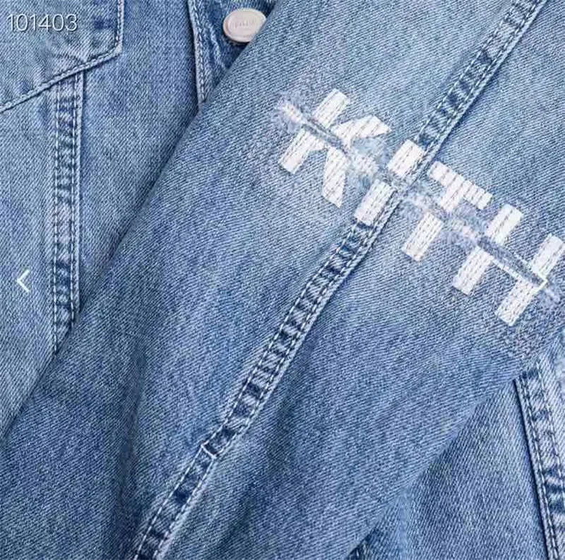 2019FW Kith джинсовые куртки винтажные Классические Куртки с логотипом Kith для мужчин и женщин Повседневная Верхняя одежда с металлической пряжкой пальто