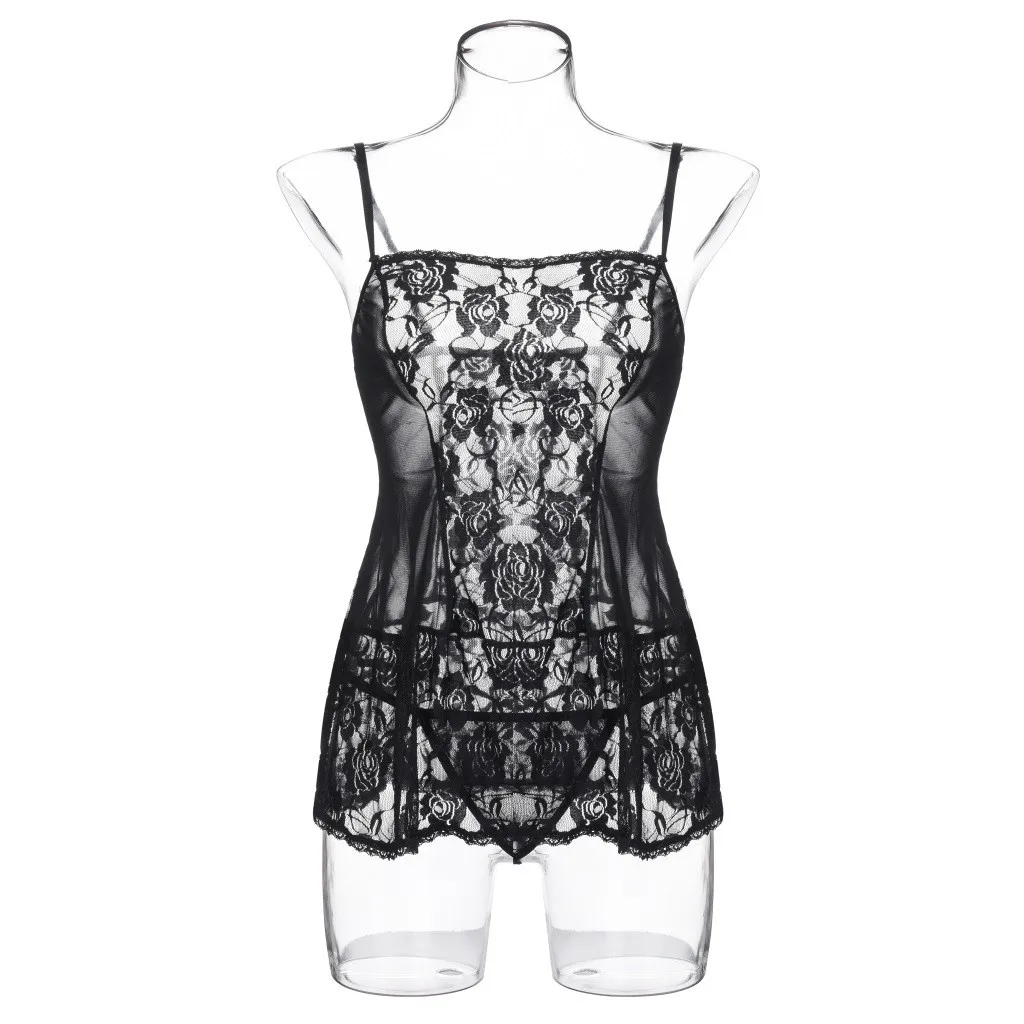 Сексуальное женское кружевное белье Babydoll нижнее Ночная рубашка плюс размер