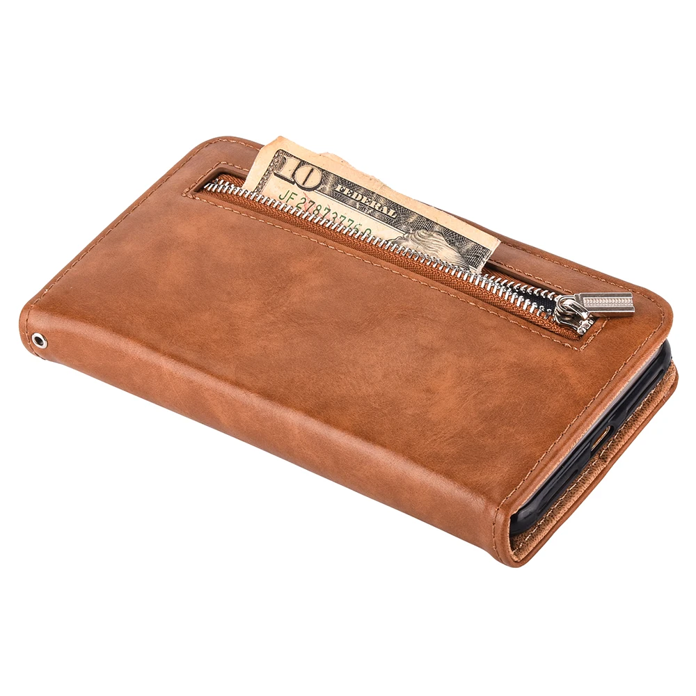Zipper Wallet Leather Case For iPhone Xs Max X 8 7 7 Plus 6 6S Plus Flip Phone Case Luxury Cover For iPhone 5 5S Magnetic Case