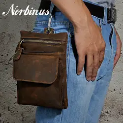 Norbinus Для мужчин Фанни пакеты из натуральной кожи поясная сумка мужской маленькое путешествие телефон крюк мешок ремень сумки кожаные